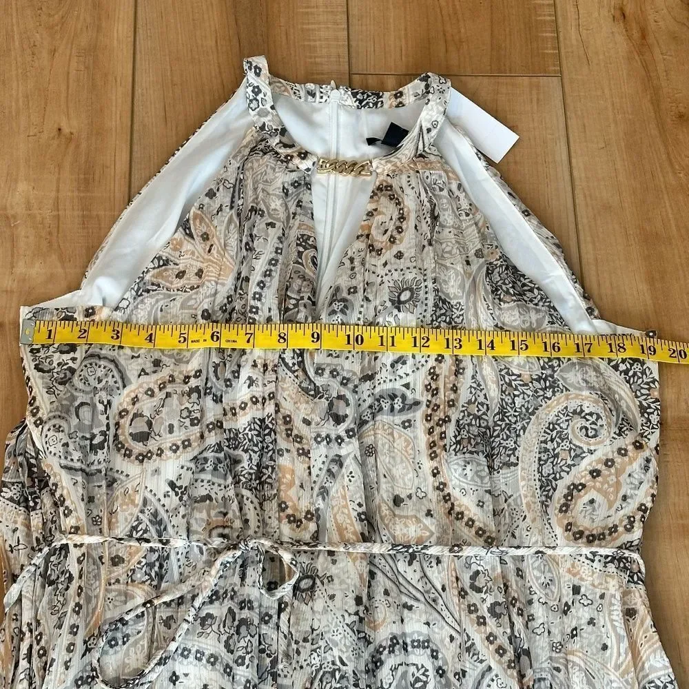 NWT Ann Taylor Halter Top Lined Maxi Pleated Flowing Dress Med - Picture 4 of 16